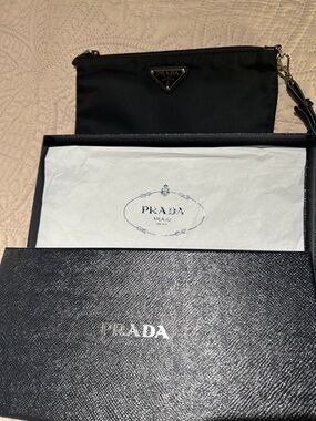 Prada Black Nylon Wristlet with Triangle Logo